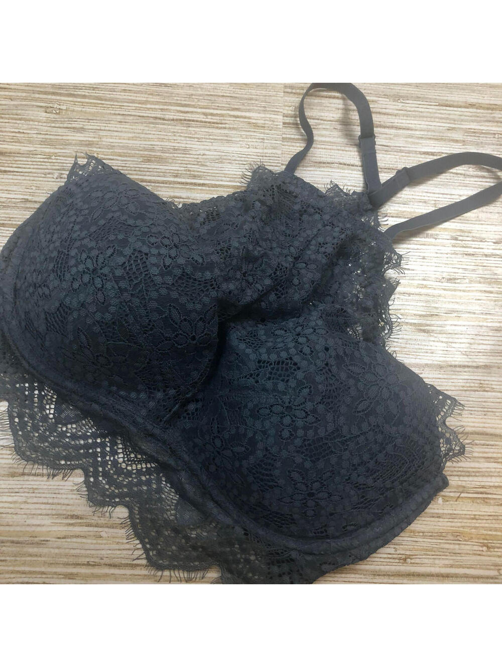 483 Victoria's Secret PINK push-up lacy high-neck bra bralette BLUE sz M